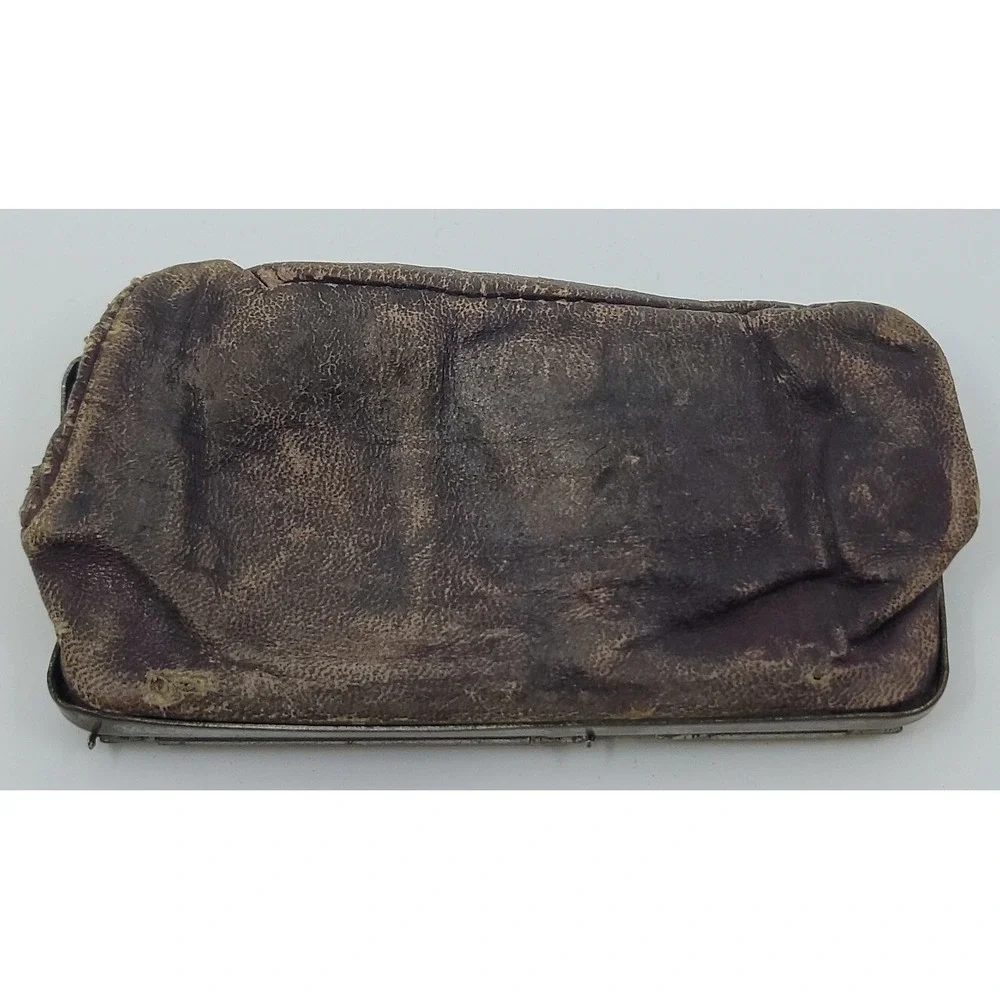 Vintage‎ Art Nouveau World Currency Leather Coin Bag Pouch Early Antique